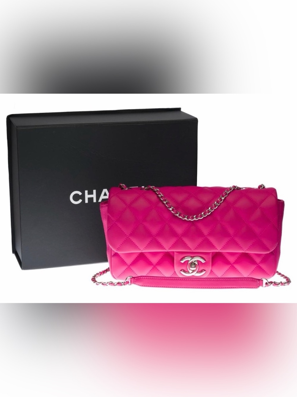 Chanel Rubber Quilted Lambskin Medium Coco Rain Flap in Pink. 💖 Card & COA- Full